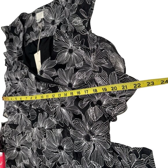 A New Day Black Riffled Faux Wrap Chiffon Floral Dress Sz  XXL NWT - Picture 9 of 12